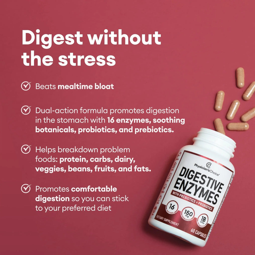 Physician's CHOICE Digestive Enzymes - Multi Enzymes, Organic Prebiotics & Probiotics - TrustMedUSA