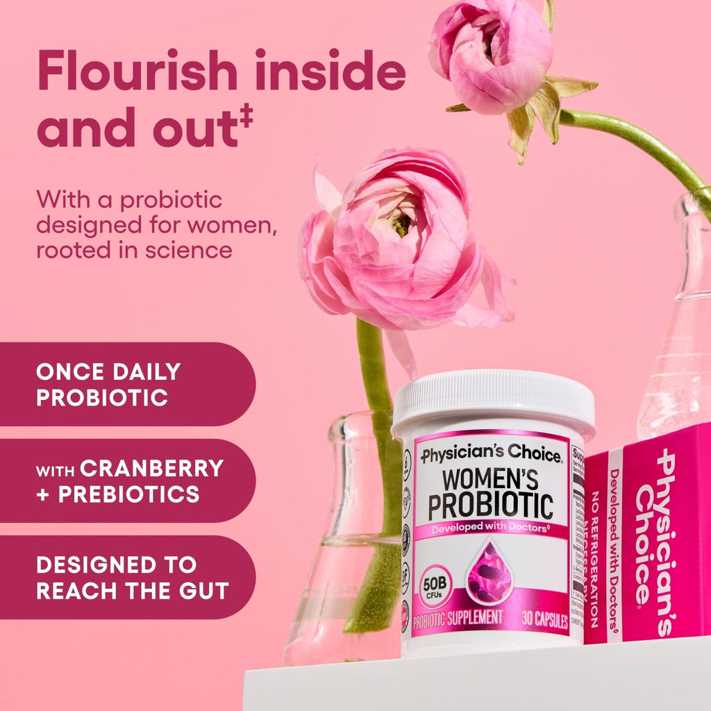 Physician's CHOICE Probiotics for Women - PH Balance, Digestive, UT, & Feminine Health - 50 Billion CFU - 6 Unique Strains for Her - Organic Prebiotics, Cranberry Extract+ - Women Probiotic - 30 CT - Maple Wellness Supplements