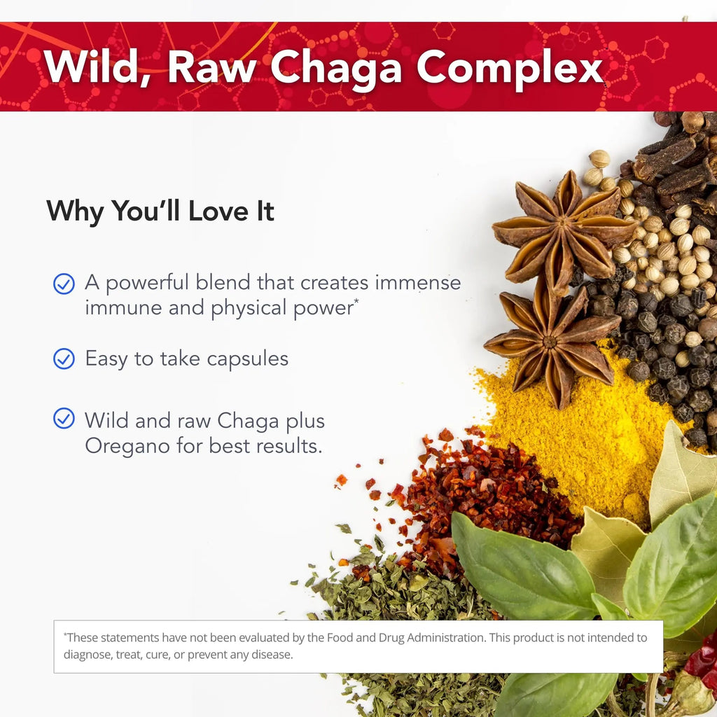 Physician's Strength ChagaStrength - 90 Capsules - Wild, Raw Chaga Complex - Immune & Physical Support - Non-GMO - 90 Servings - TrustMedUSA