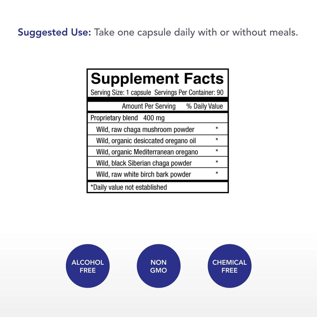 Physician's Strength ChagaStrength - 90 Capsules - Wild, Raw Chaga Complex - Immune & Physical Support - Non-GMO - 90 Servings - TrustMedUSA