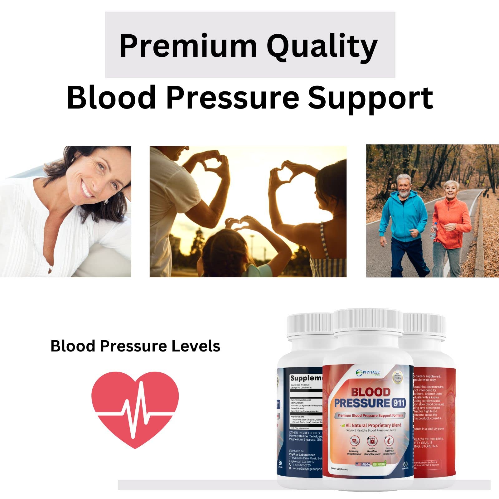 Phytage Labs Blood Pressure 911 Premium Supplement - BP Support Pills. 60 Capsules - TrustMedUSA