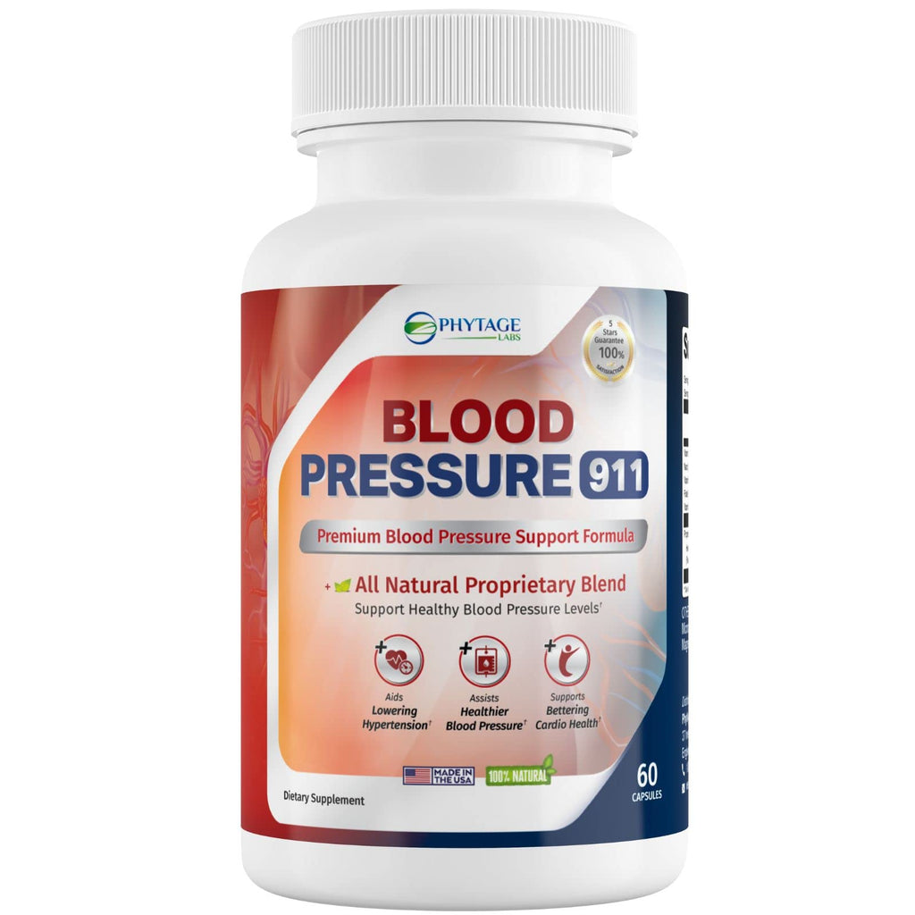 Phytage Labs Blood Pressure 911 Premium Supplement - BP Support Pills. 60 Capsules - TrustMedUSA