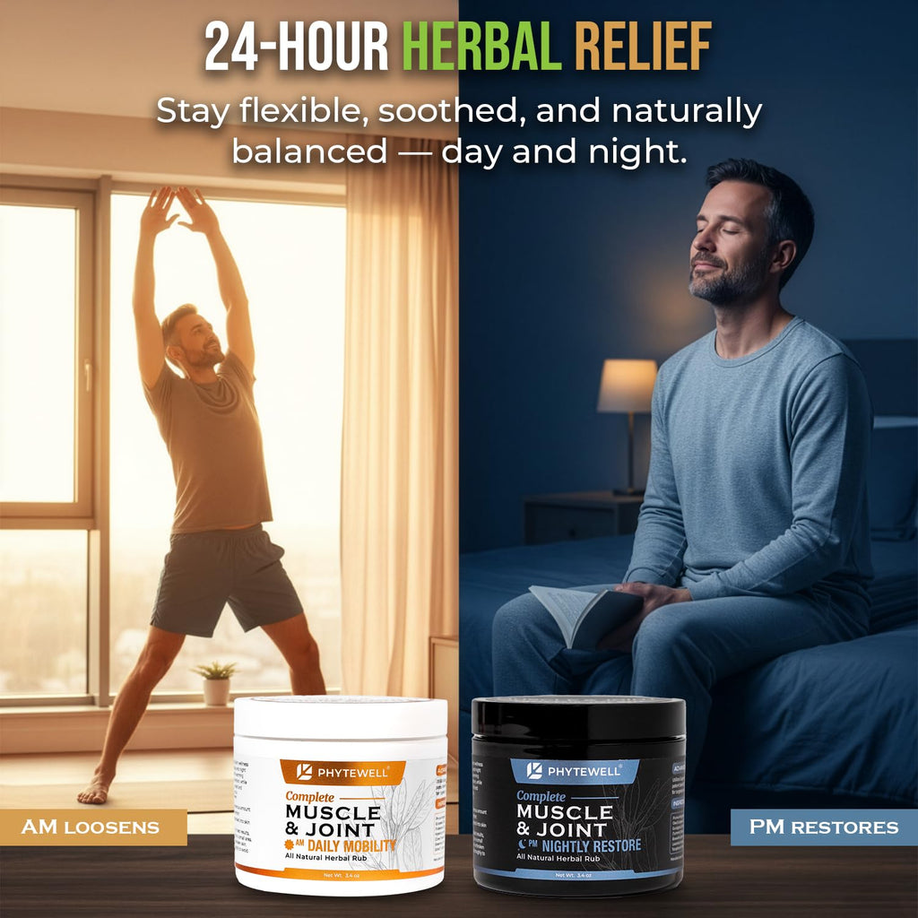 PHYTEWELL Muscle & Joint Rub Balm - Day & Night Pain Relief for Back, Knee, & Shoulder - Crafted with Arnica, Clove & Black Pepper to Support Recovery & Relaxation – Premium Non-Greasy Texture - TrustMedUSA