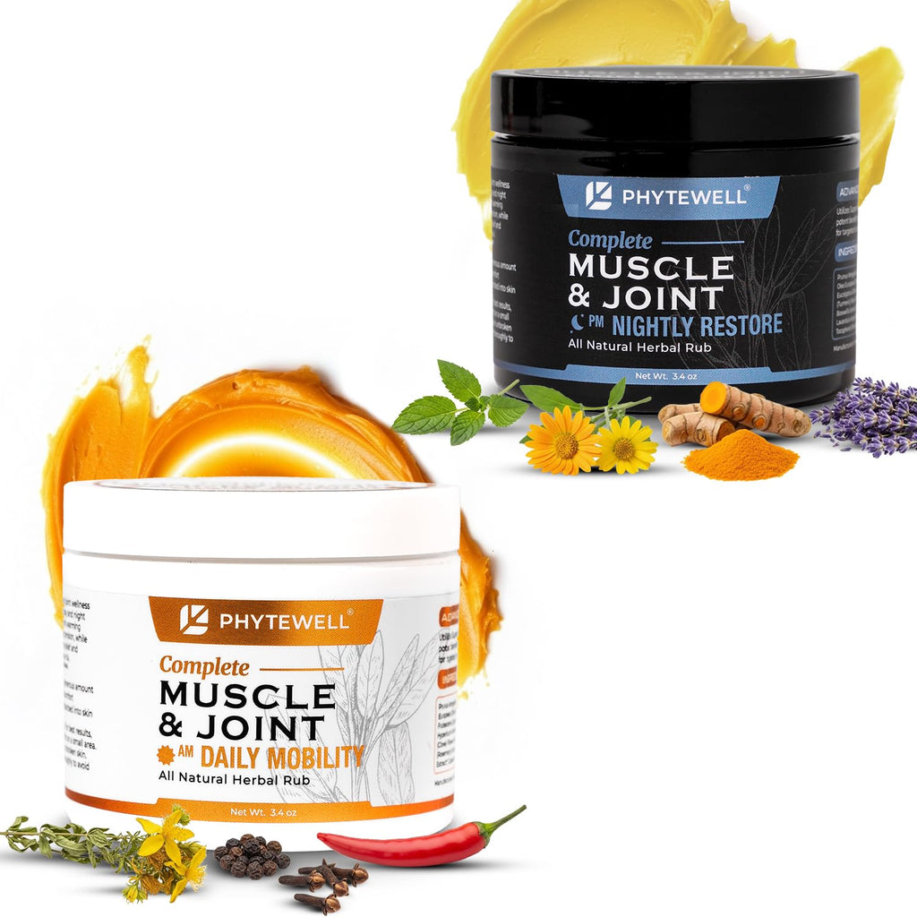 PHYTEWELL Muscle & Joint Rub Balm - Day & Night Pain Relief for Back, Knee, & Shoulder - Crafted with Arnica, Clove & Black Pepper to Support Recovery & Relaxation – Premium Non-Greasy Texture - TrustMedUSA
