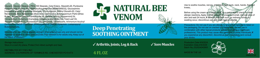 PIBIOOMAP Bee Venom Serum Joint & Muscle & Bone Cream, Pure Natural Ingredients, Fast Acting, Relief Back, Shoulder, Back, Neck, Hands, Elbows, Feet, Leg, Knees, Ankle, for Adults, Elderly - TrustMedUSA