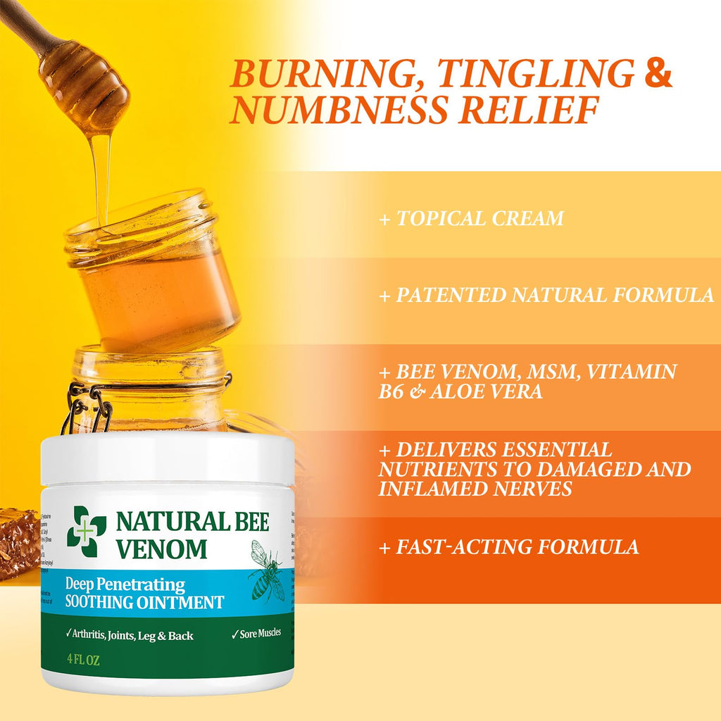 PIBIOOMAP Bee Venom Serum Joint & Muscle & Bone Cream, Pure Natural Ingredients, Fast Acting, Relief Back, Shoulder, Back, Neck, Hands, Elbows, Feet, Leg, Knees, Ankle, for Adults, Elderly - TrustMedUSA