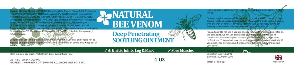 PIBIOOMAP Natural Bee Venom Joint & Muscle & Bone Release Oniment - Homeopathic Remedy - Fast Acting Release for Back, Neck, Hand, Feet, Knee, Muscle, Shoulder, Nerve, Ankle, Foot - TrustMedUSA