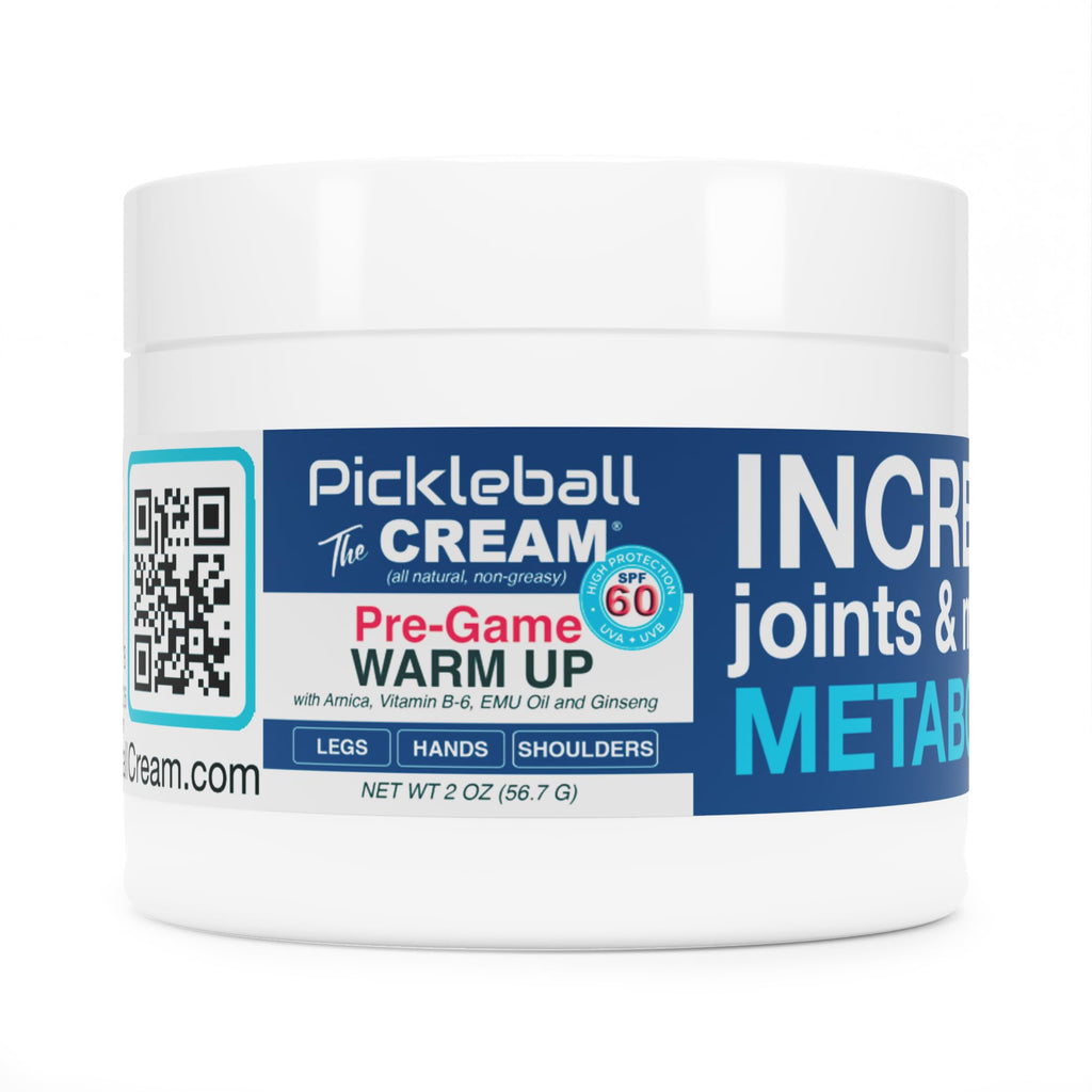 Pickleball Cream PRE-Game Warm UP SPF 60 Joint & Muscle Therapy Cream Grip Strength Pickleball Paddle Control Accurate Ball Shots Joints Muscles Metabolism Oxygen Pain Prevention Maximum Performance - TrustMedUSA