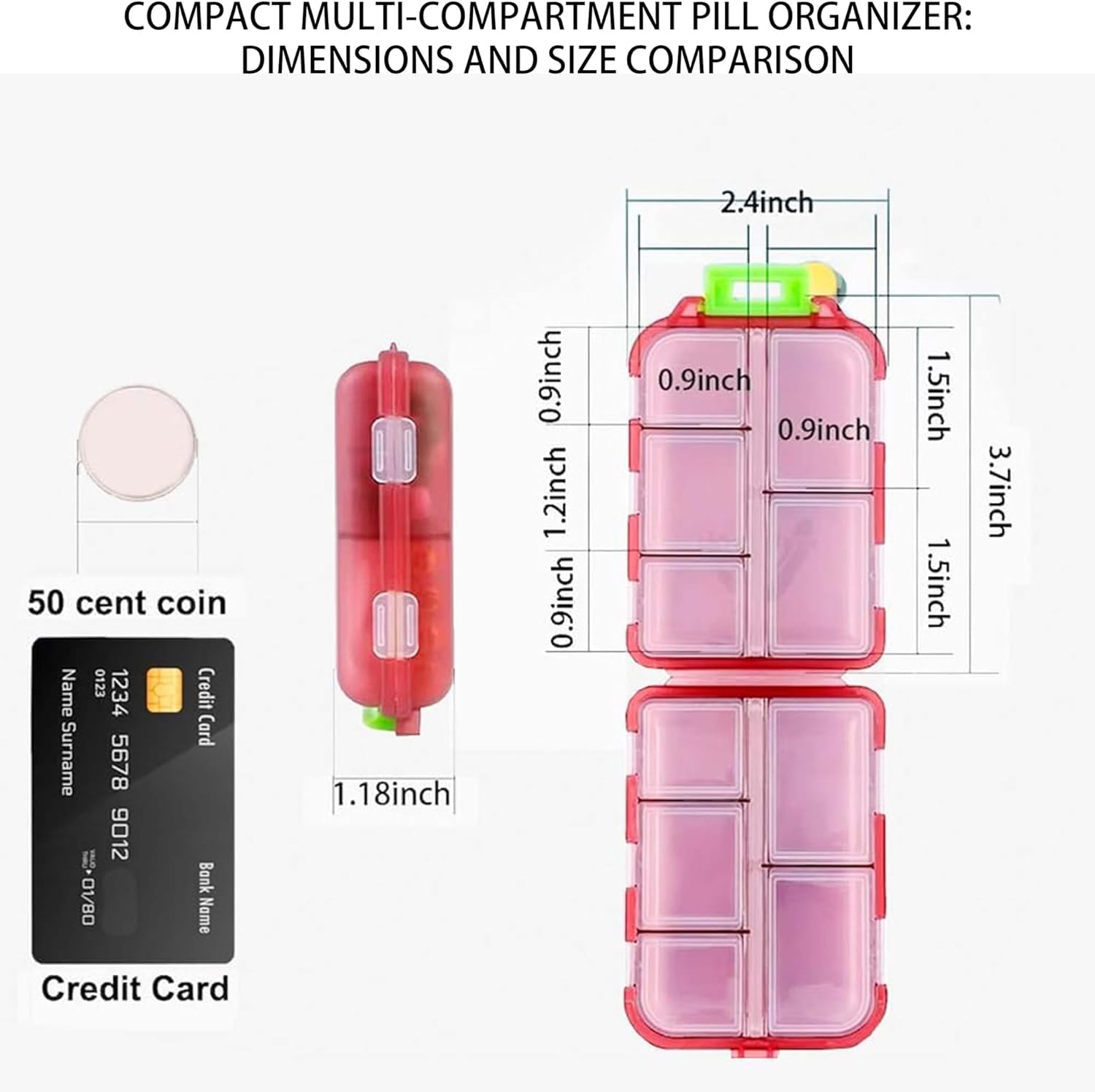 Pill Organizer with Medicine Labels Travel Daily Pill Container Mini Medication Organizer Storage Pill Organizer Travel Essentials Pill Case 7 Day (Pink & 161 Lables) - Maple Wellness Supplements