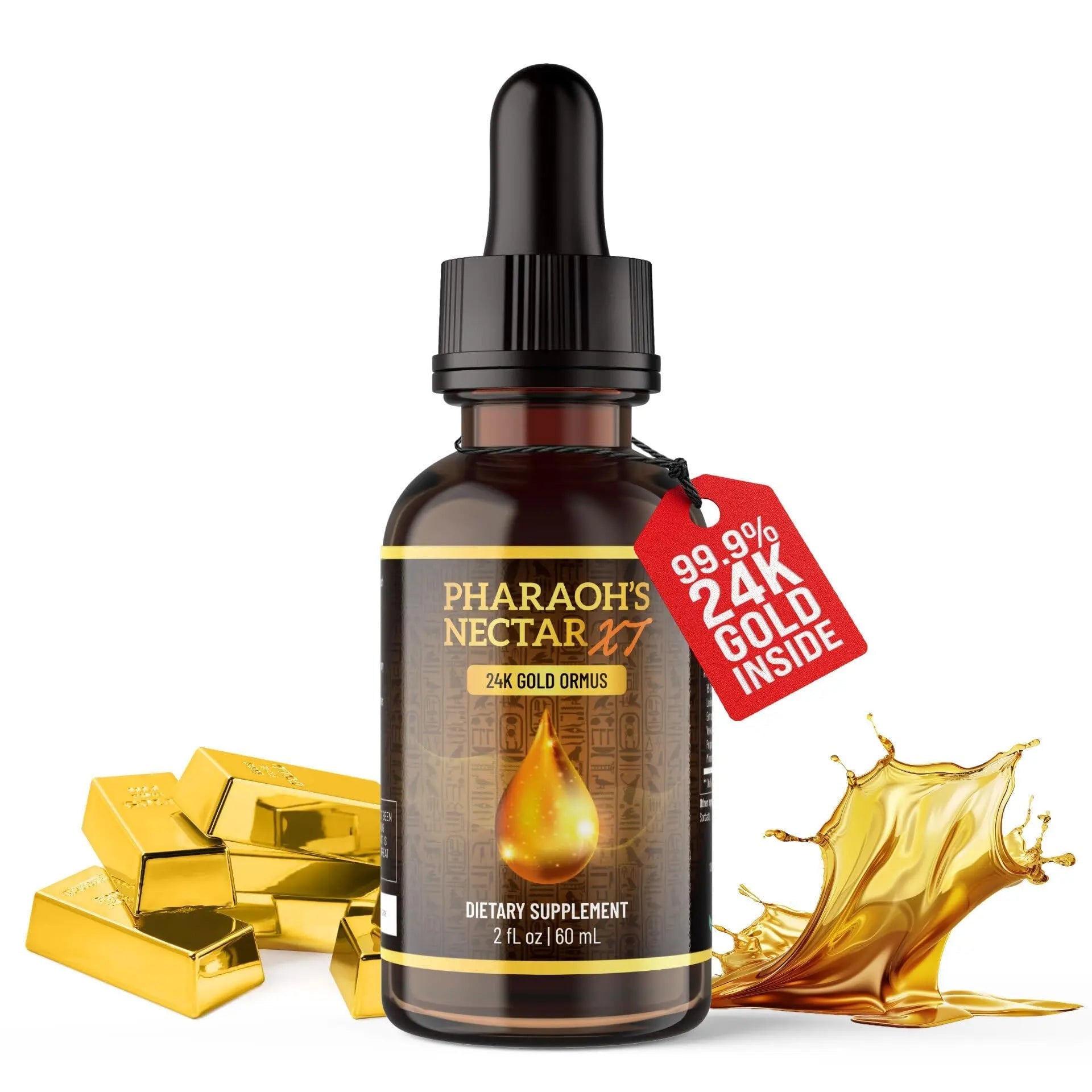 Pineal XT Gold + Pharaoh's Nectar - Pineal Gland Supplement Bundle – 24K Monoatomic Gold Ormus Drops, Pineal Gland Decalcification, Third Eye Awakening, Focus, Energy & Manifestation - TrustMedUSA