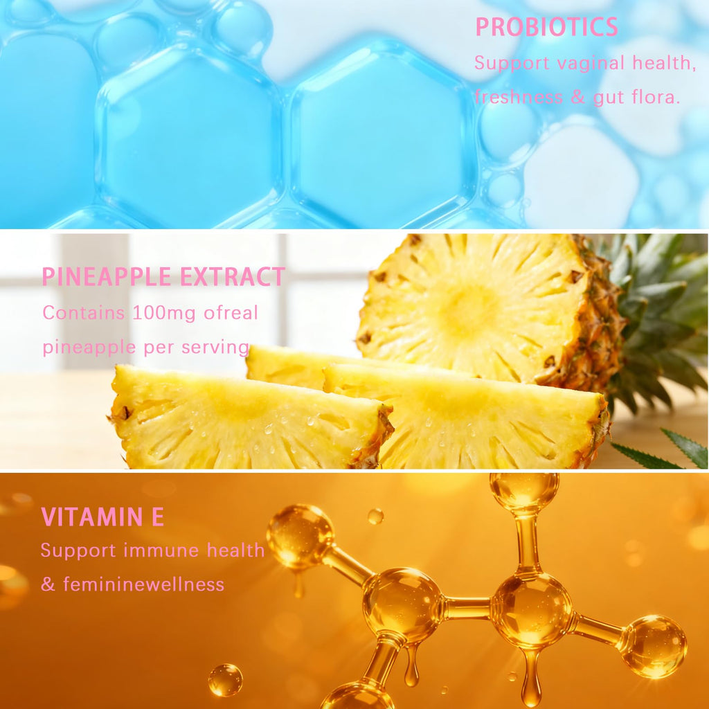 Pineapple Feminine Balance Gummies with Probiotics | Support for pH Balance & Freshness | Daily Intimate Wellness Support | Sugar-Free, Vegan | 60 Count (2) - TrustMedUSA