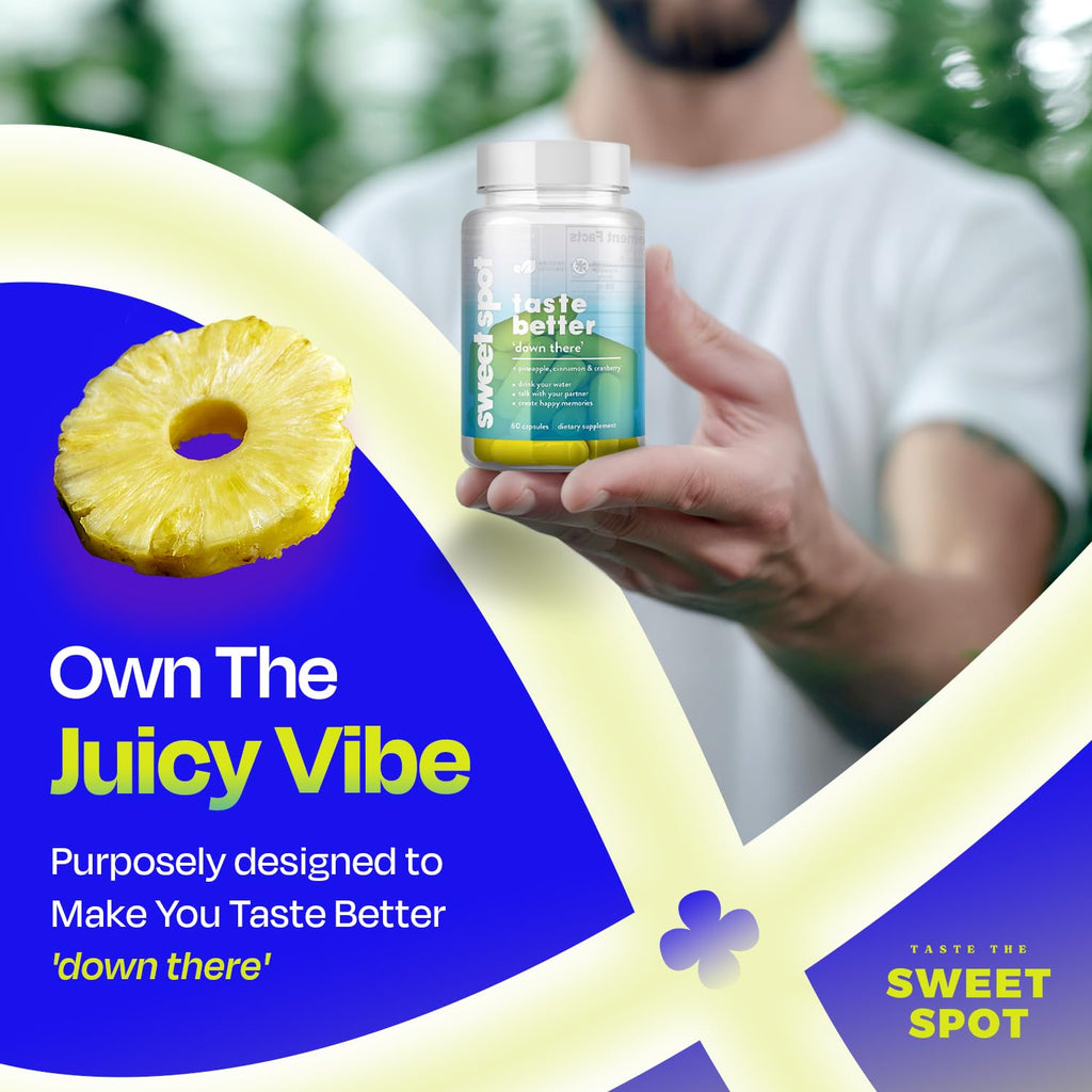 Pineapple Probiotics for Men – 625mg Sweet Spot Formula with Pineapple Extract, Cranberry & Cinnamon, Supports pH Balance & Freshens Taste, 60 Capsules, Made in the USA - TrustMedUSA