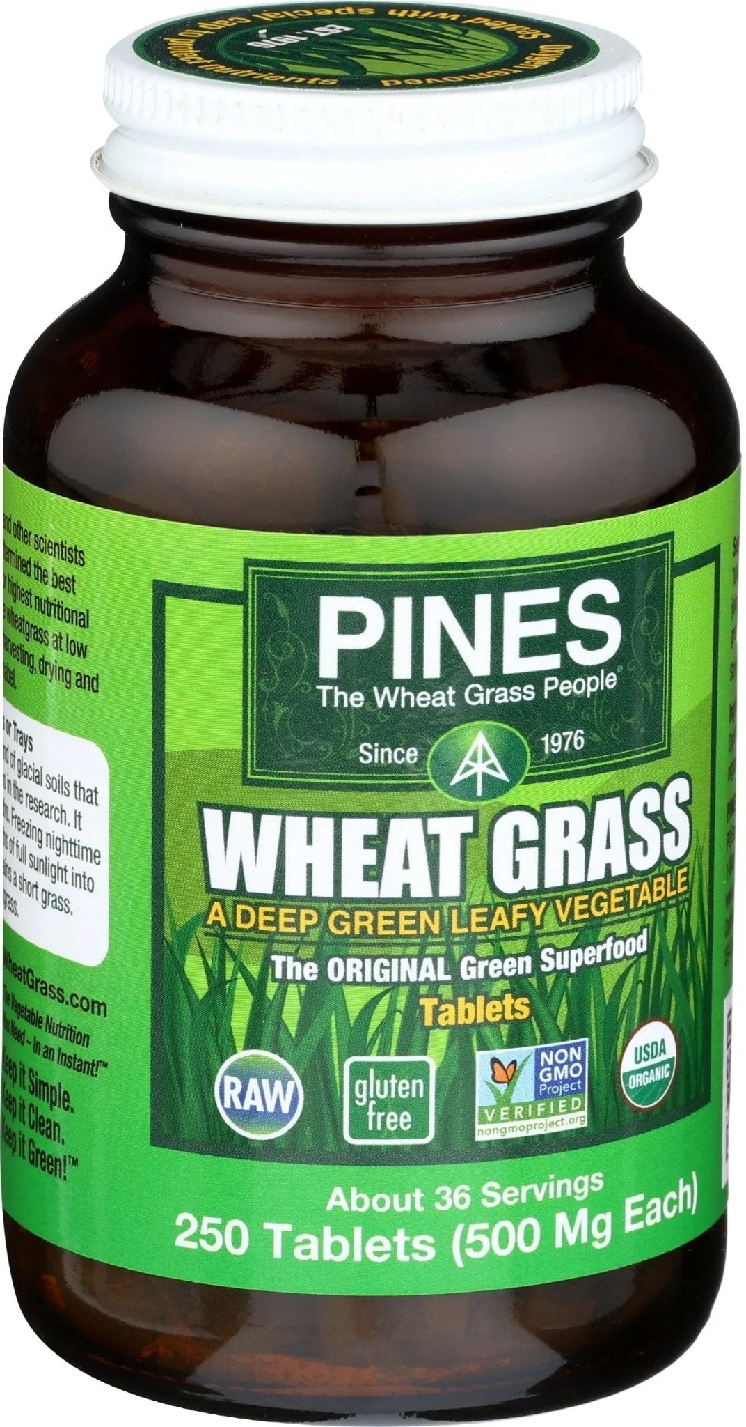 PINES Organic Wheat Grass, 250 Count Tablets | PINES Wheat Grass as featured in the new blockbuster film, Ocean's 8! - TrustMedUSA