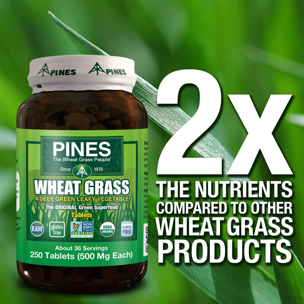 PINES Organic Wheat Grass, 250 Count Tablets | PINES Wheat Grass as featured in the new blockbuster film, Ocean's 8! - TrustMedUSA