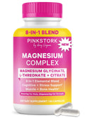 Pink Stork Magnesium Complex for Women - 8 Forms Including Glycinate, Malate, Citrate & L-Threonate - Stress, Sleep, Muscle & Hormone Support - 400 mg Elemental Magnesium - 60 Vegan Capsules - TrustMedUSA