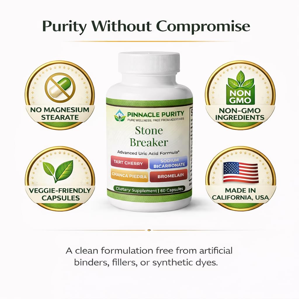 Pinnacle Purity Stone Breaker 60 Capsules, With Chanca Piedra, Tart Cherry & Bromelain – Supports Kidney & Liver Balance, Promotes Gentle Stone Management, Enhances Natural Cleansing Pathways, Non-GMO - TrustMedUSA