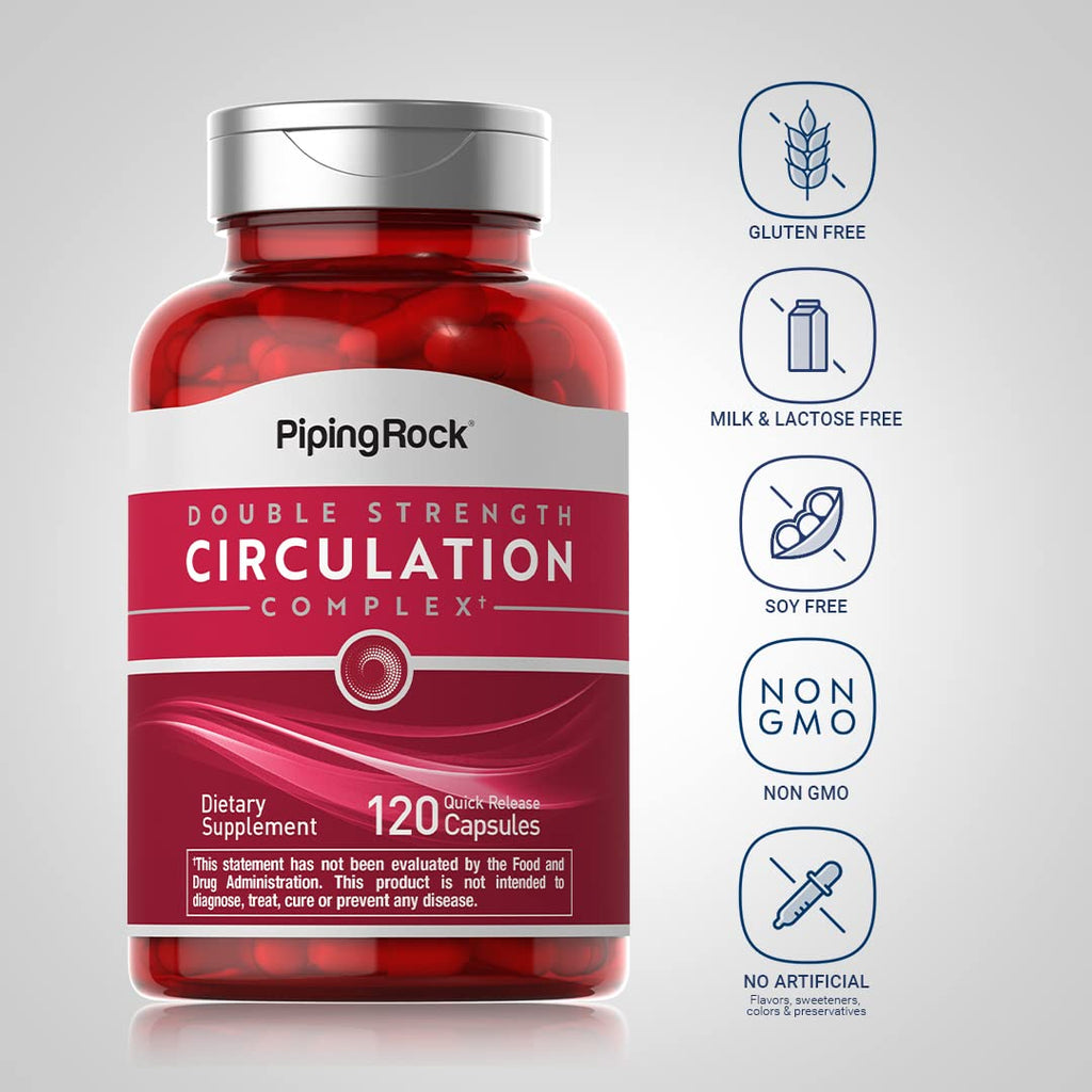 Piping Rock Circulation Supplement | 120 Capsules | Double Strength Complex | Non-GMO, Gluten Free - TrustMedUSA