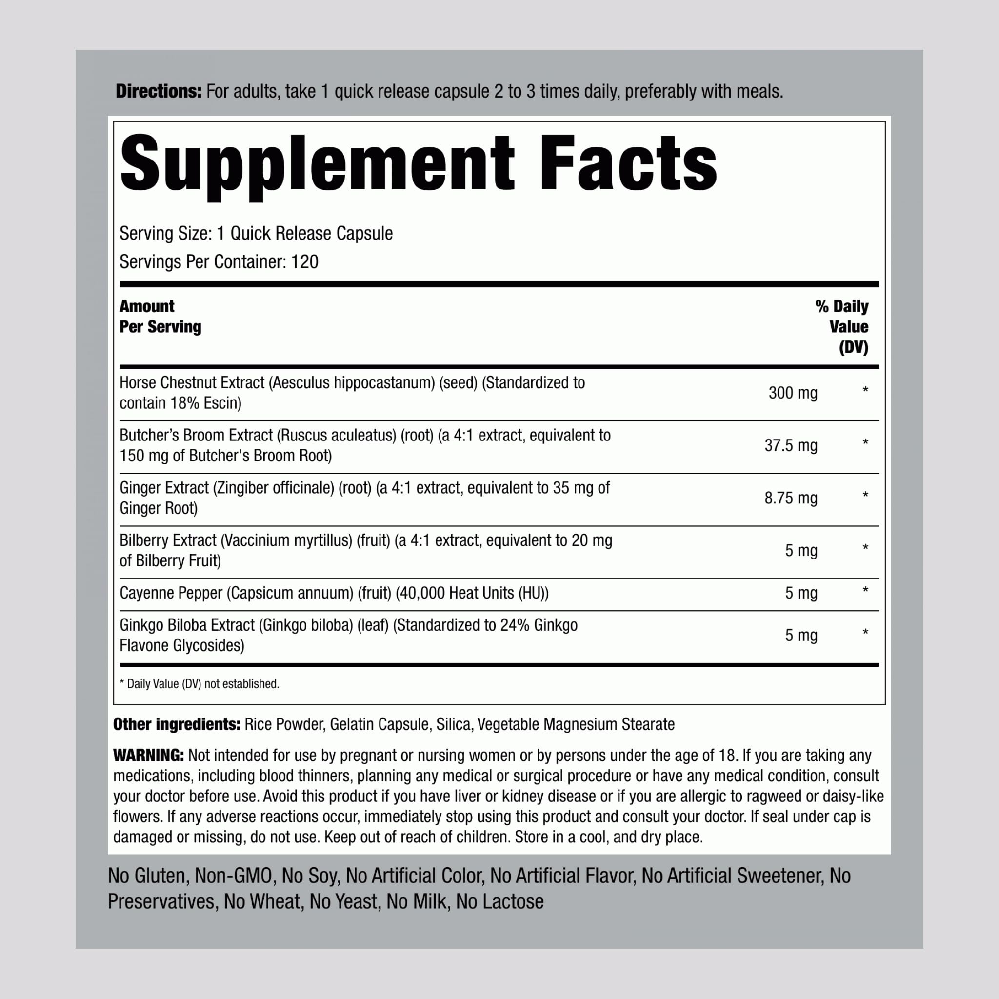 Piping Rock Circulation Supplement | 120 Capsules | Double Strength Complex | Non-GMO, Gluten Free - TrustMedUSA