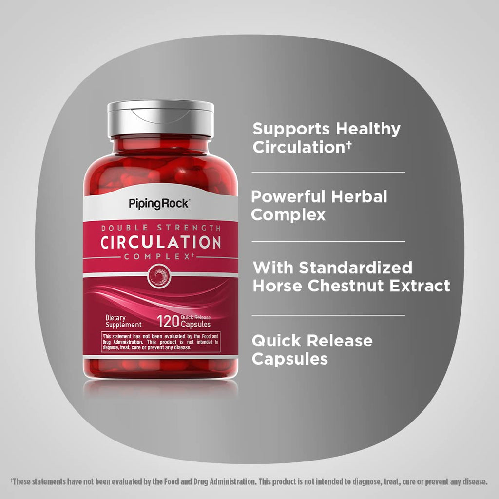 Piping Rock Circulation Supplement | 120 Capsules | Double Strength Complex | Non-GMO, Gluten Free - TrustMedUSA