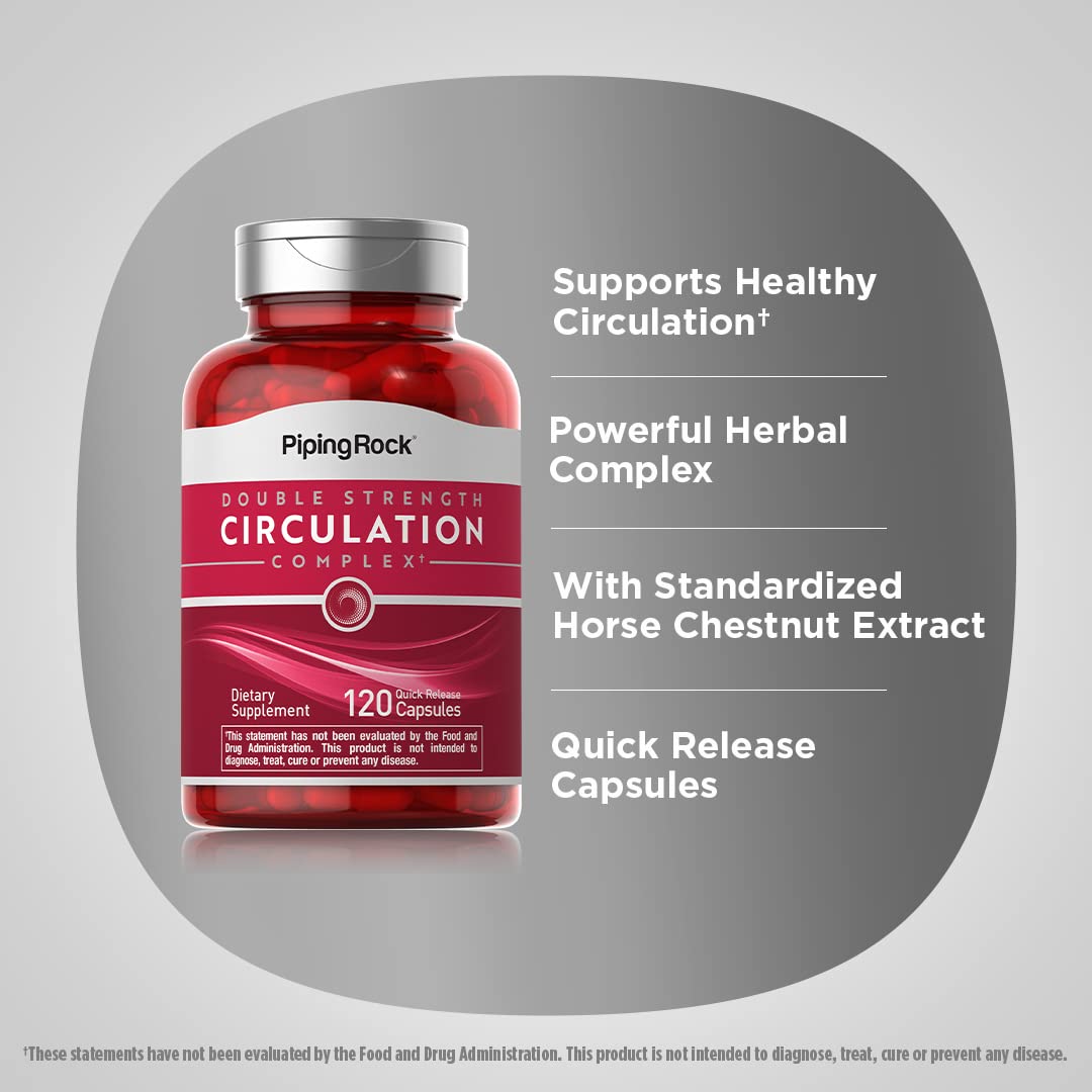 Piping Rock Circulation Supplement | 120 Capsules | Double Strength Complex | Non-GMO, Gluten Free - TrustMedUSA
