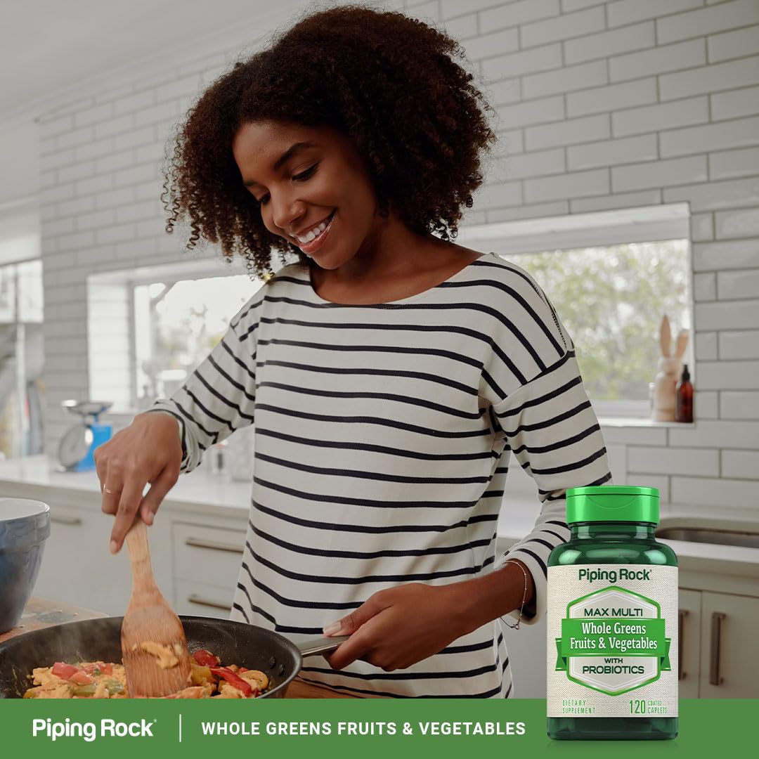 Piping Rock Fruits and Veggies Supplement | 120 Caplets | Fruit and Vegetable Blend with Probiotics | Max Multi Vitamin | Non-GMO, Gluten Free - TrustMedUSA