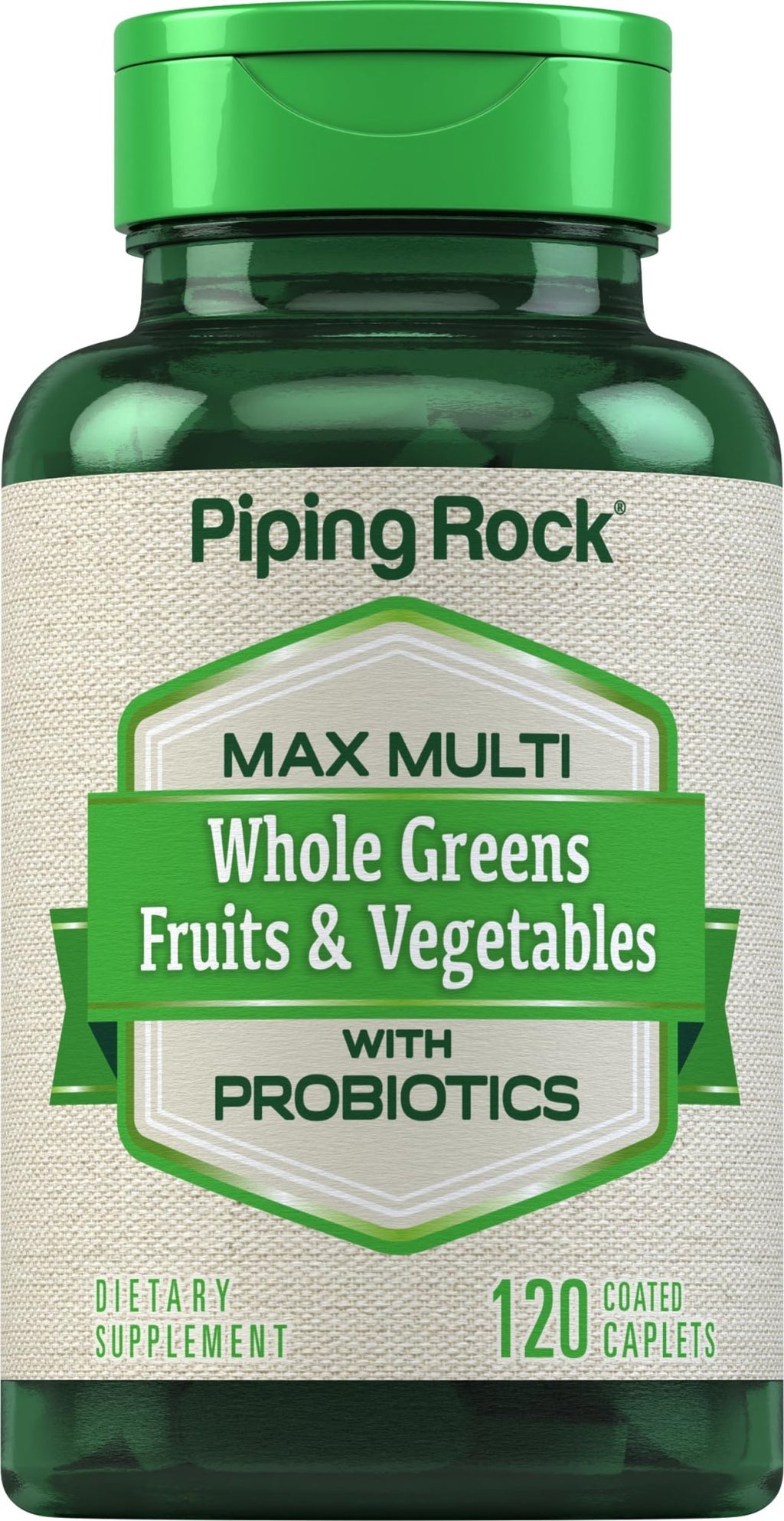 Piping Rock Fruits and Veggies Supplement | 120 Caplets | Fruit and Vegetable Blend with Probiotics | Max Multi Vitamin | Non-GMO, Gluten Free - TrustMedUSA