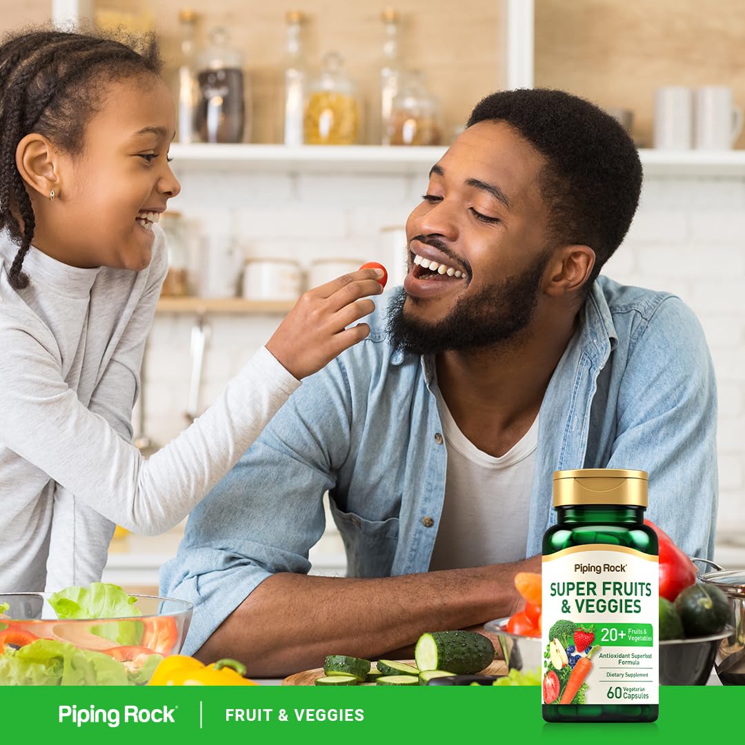 Piping Rock Fruits and Veggies Supplement | 60 Capsules | Superfood Fruit and Vegetables Vitamins | with Prebiotic Blend | Vegetarian Formula | Non-GMO, Gluten Free - TrustMedUSA