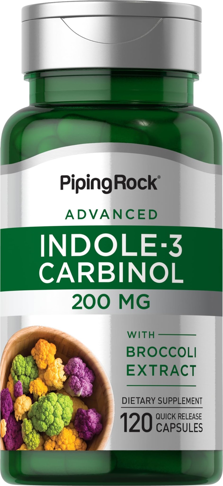 Piping Rock Indole 3 Carbinol | 200mg | 120 Capsules | I3C with Broccoli Extract | Non-GMO, Gluten Free Supplement - TrustMedUSA