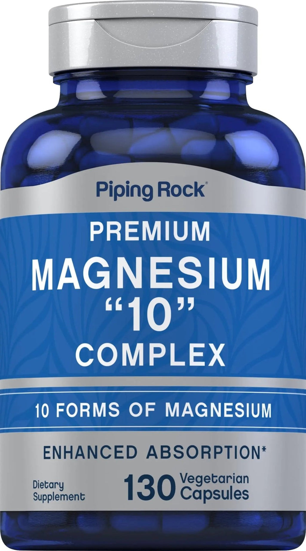 Piping Rock Magnesium 10 in One Complex | 130 Capsules | Supplement for Men and Women | Vegetarian, Non-GMO, Gluten Free - TrustMedUSA