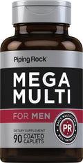 Piping Rock Men's Multivitamin | 90 Caplets | Mega Vitamin and Mineral Complex | Daily Support Supplement | with Vitamin C, D, Magnesium, Zinc | Non-GMO, Gluten Free - TrustMedUSA
