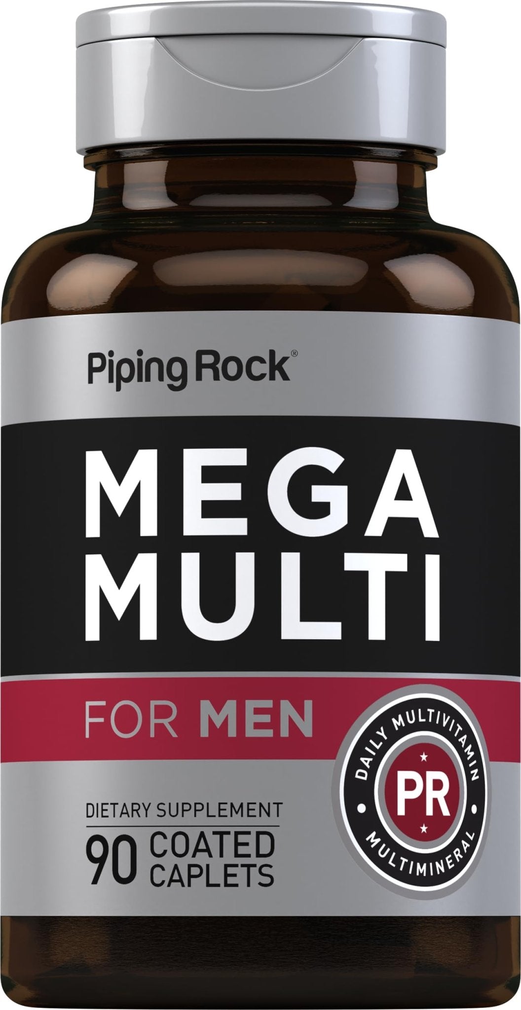 Piping Rock Men's Multivitamin | 90 Caplets | Mega Vitamin and Mineral Complex | Daily Support Supplement | with Vitamin C, D, Magnesium, Zinc | Non-GMO, Gluten Free - TrustMedUSA