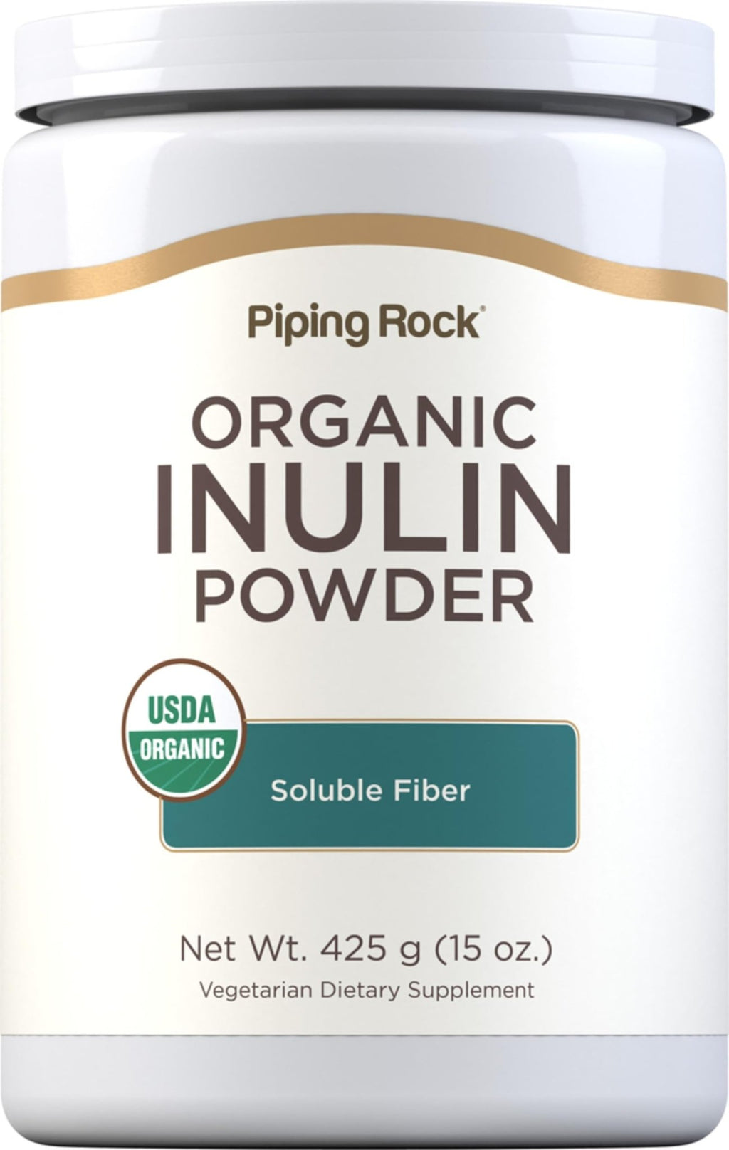 Piping Rock Organic Inulin Powder | 15 oz | Soluble Fiber Supplement | FOS Powder | Vegetarian, Non-GMO, Gluten Free - TrustMedUSA
