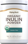 Piping Rock Organic Inulin Powder | 15 oz | Soluble Fiber Supplement | FOS Powder | Vegetarian, Non-GMO, Gluten Free - TrustMedUSA