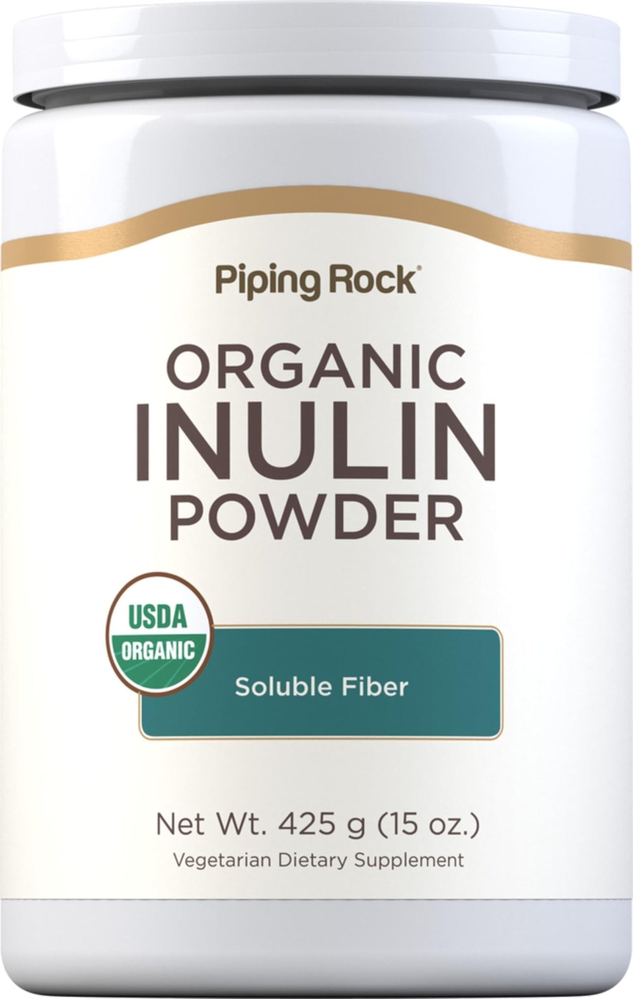 Piping Rock Organic Inulin Powder | 15 oz | Soluble Fiber Supplement | FOS Powder | Vegetarian, Non-GMO, Gluten Free - TrustMedUSA