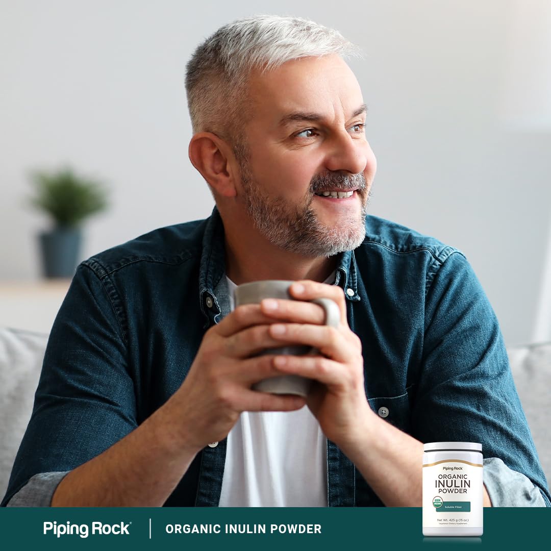 Piping Rock Organic Inulin Powder | 15 oz | Soluble Fiber Supplement | FOS Powder | Vegetarian, Non-GMO, Gluten Free - TrustMedUSA