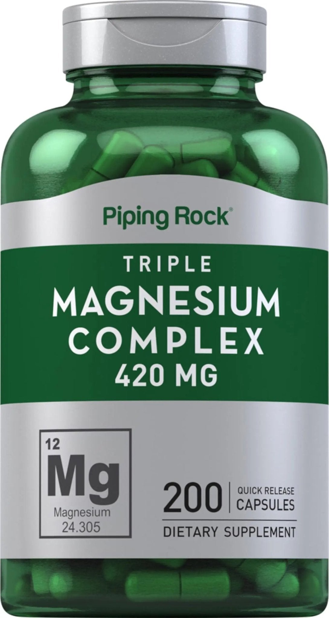 Piping Rock Triple Magnesium Complex | 420 mg | 200 Capsules | Magnesium Oxide, Citrate, and Aspartate Supplement | Non-GMO, Gluten Free - TrustMedUSA