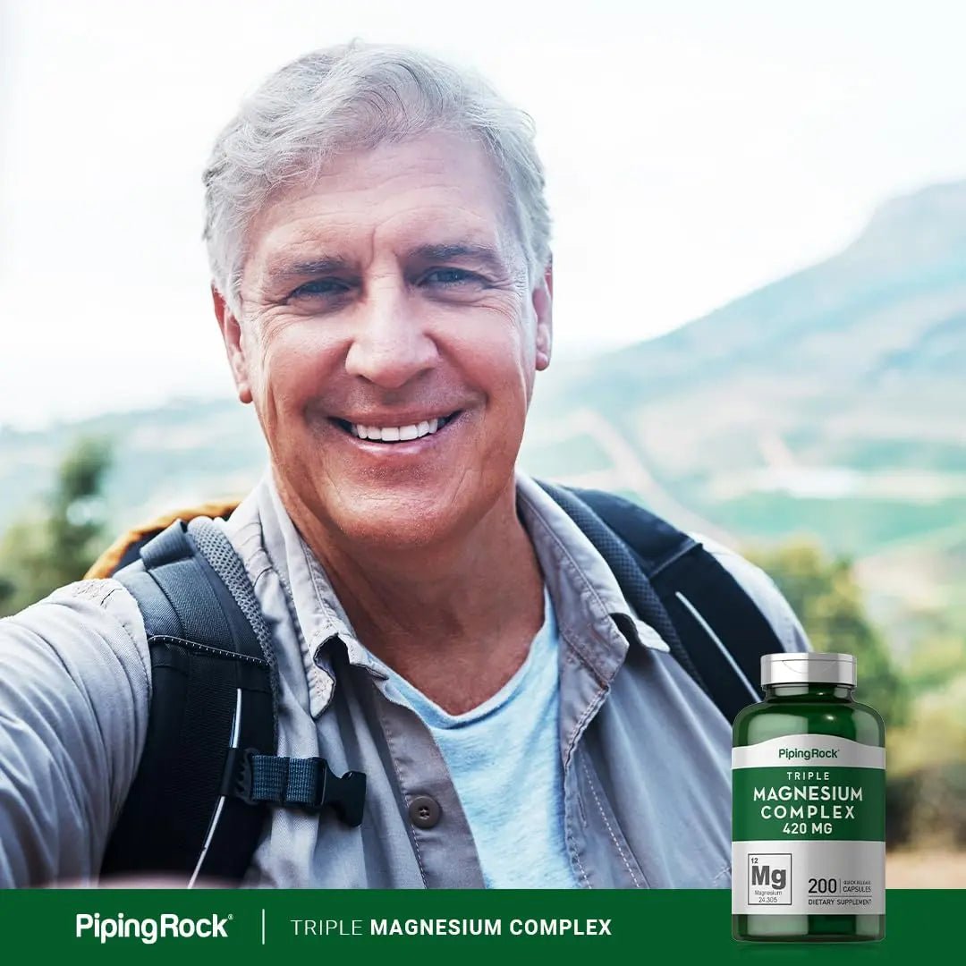 Piping Rock Triple Magnesium Complex | 420 mg | 200 Capsules | Magnesium Oxide, Citrate, and Aspartate Supplement | Non-GMO, Gluten Free - TrustMedUSA