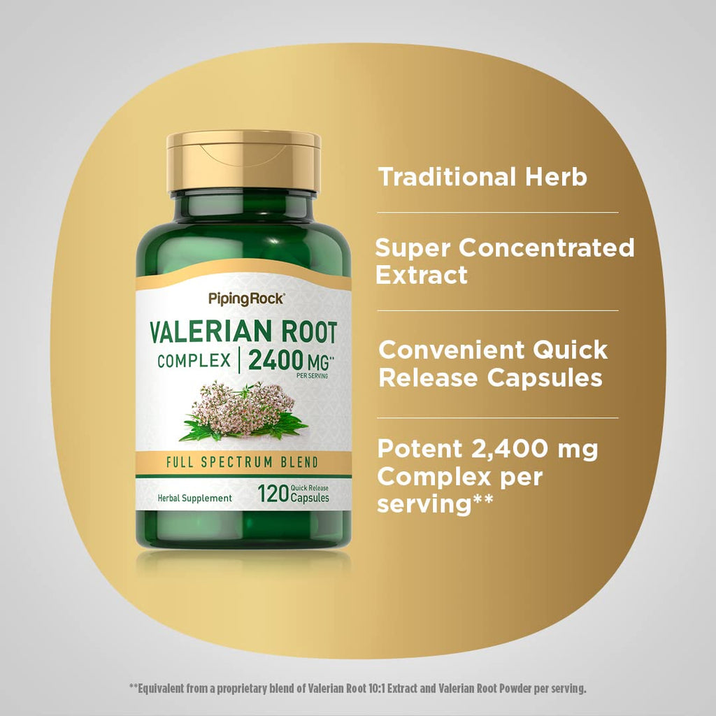 Piping Rock Valerian Root Capsules | 120 Count | Extract Supplement | Herbal Blend | Non-GMO, Gluten Free - TrustMedUSA