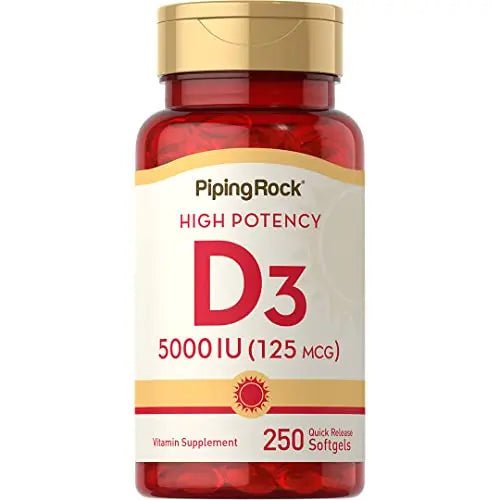 Piping Rock Vitamin D3 5000 IU | 250 Softgels | High Potency Supplement | Non-GMO - TrustMedUSA