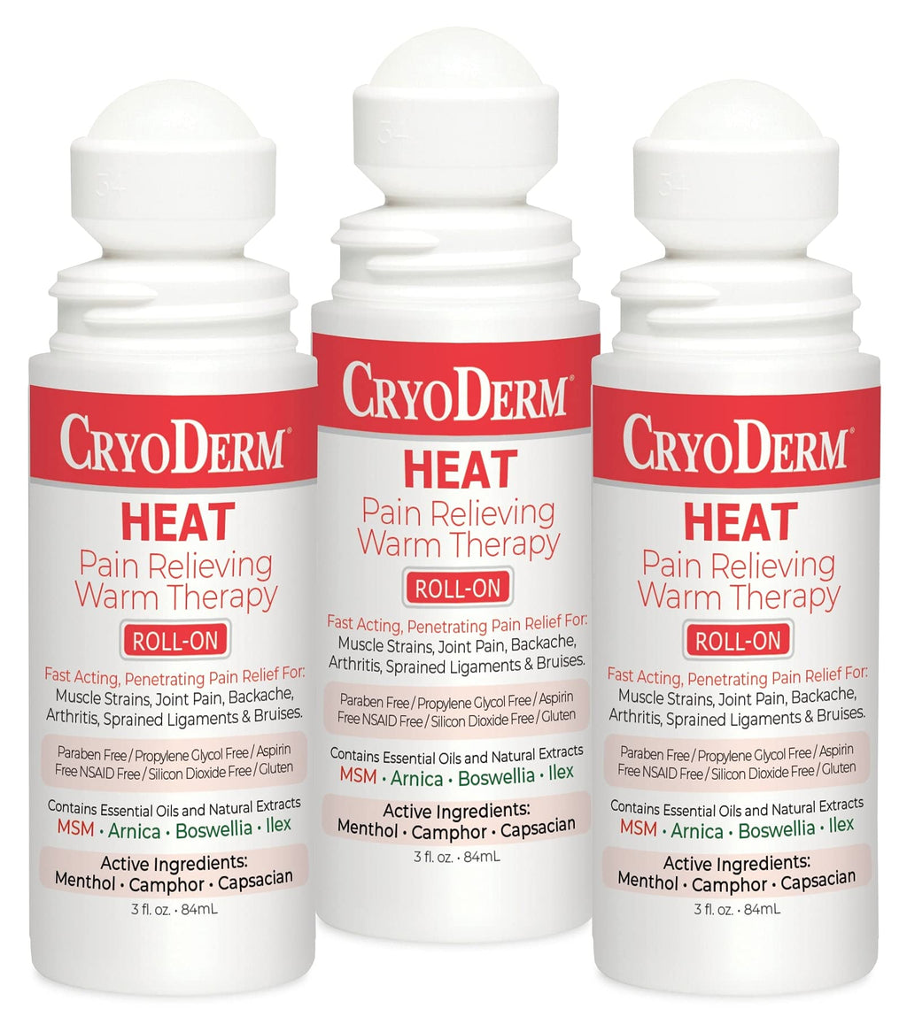 Pkg of 3 CryoDerm Heat Roll-On - TrustMedUSA