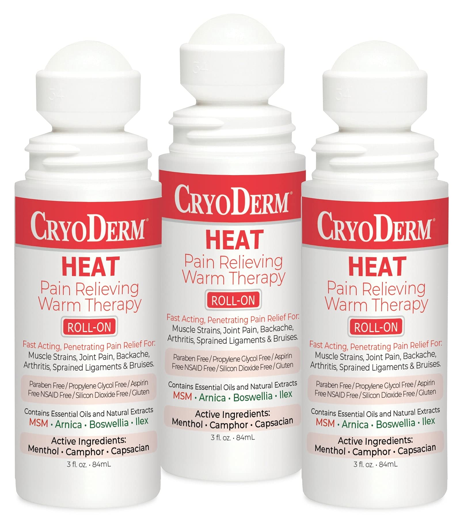 Pkg of 3 CryoDerm Heat Roll-On - TrustMedUSA