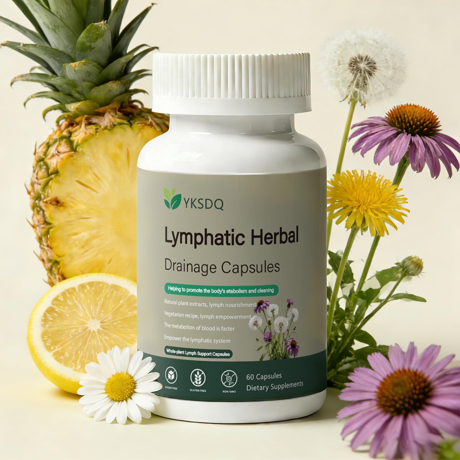 PKQLQ Lymph Drainage Capsules | Natural Detoxification Help Maintain the Healthy Fluid Balance of Both Women and Men, Promote Blood Virculation and Maintain Good Health. 60 Capsules (1) - Maple Wellness Supplements