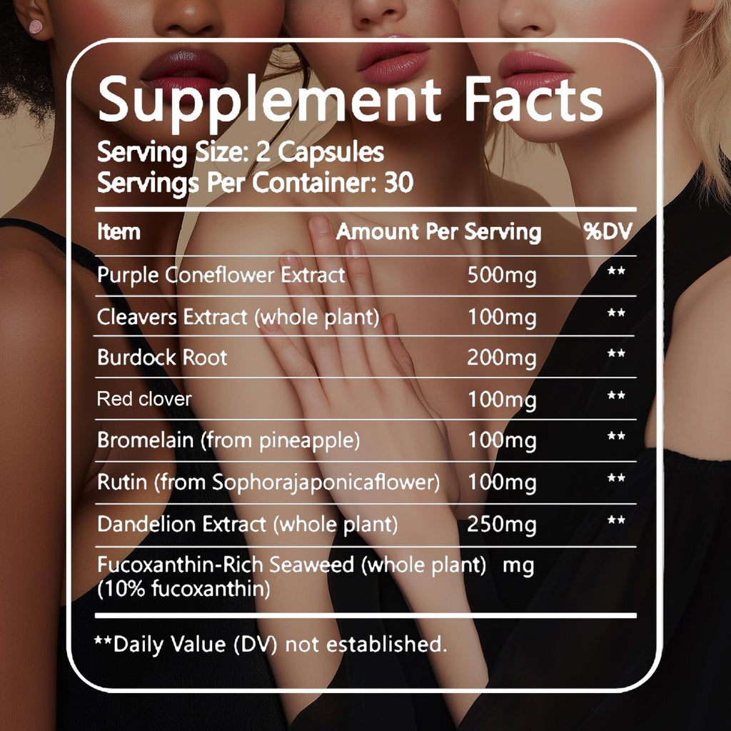 PKQLQ Lymph Drainage Capsules | Natural Detoxification Help Maintain the Healthy Fluid Balance of Both Women and Men, Promote Blood Virculation and Maintain Good Health. 60 Capsules (1) - Maple Wellness Supplements
