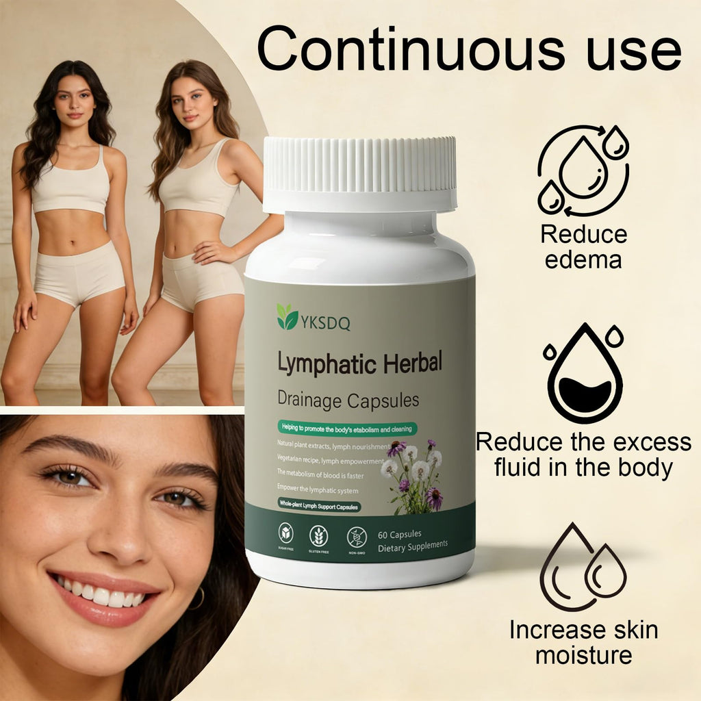 PKQLQ Lymph Drainage Capsules | Natural Detoxification Help Maintain the Healthy Fluid Balance of Both Women and Men, Promote Blood Virculation and Maintain Good Health. 60 Capsules (1) - Maple Wellness Supplements