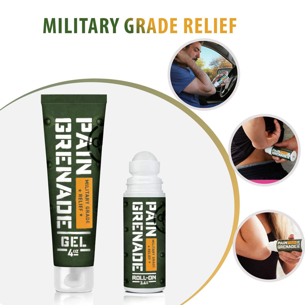 Plant Powered Roll-On Gel by Pain Grenade - Cooling and Warming Gel with Arnica, Menthol, Camphor, Glucosamine, and Other All Natural Botanicals - 3 - Pack - TrustMedUSA