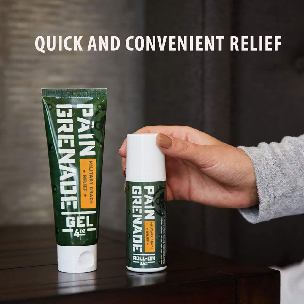 Plant Powered Roll-On Gel by Pain Grenade - Cooling and Warming Gel with Arnica, Menthol, Camphor, Glucosamine, and Other All Natural Botanicals - 3 - Pack - TrustMedUSA