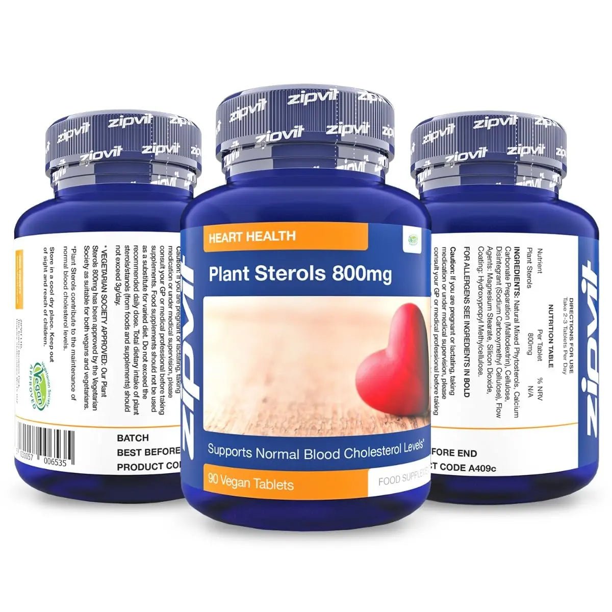 Plant Sterols High Strength 800mg, 90 Vegan Tablets, Supports and Helps Lower - TrustMedUSA