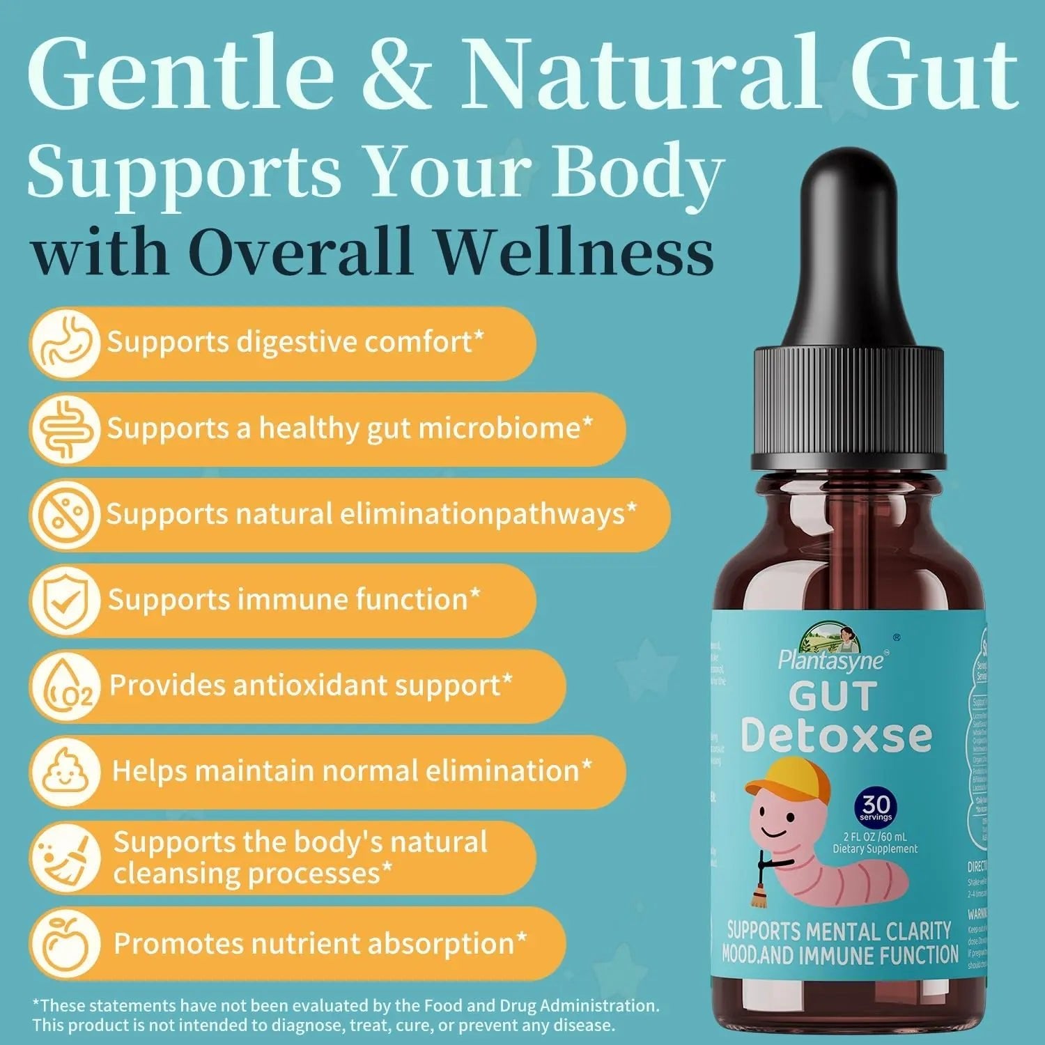 Plantasyne Herbal Gut Cleanse Drops with Black Walnut Hull & Barberry Root | Gentle Liquid Detox for Gut & Colon Support | for Adults & Kids|30 Servings - TrustMedUSA
