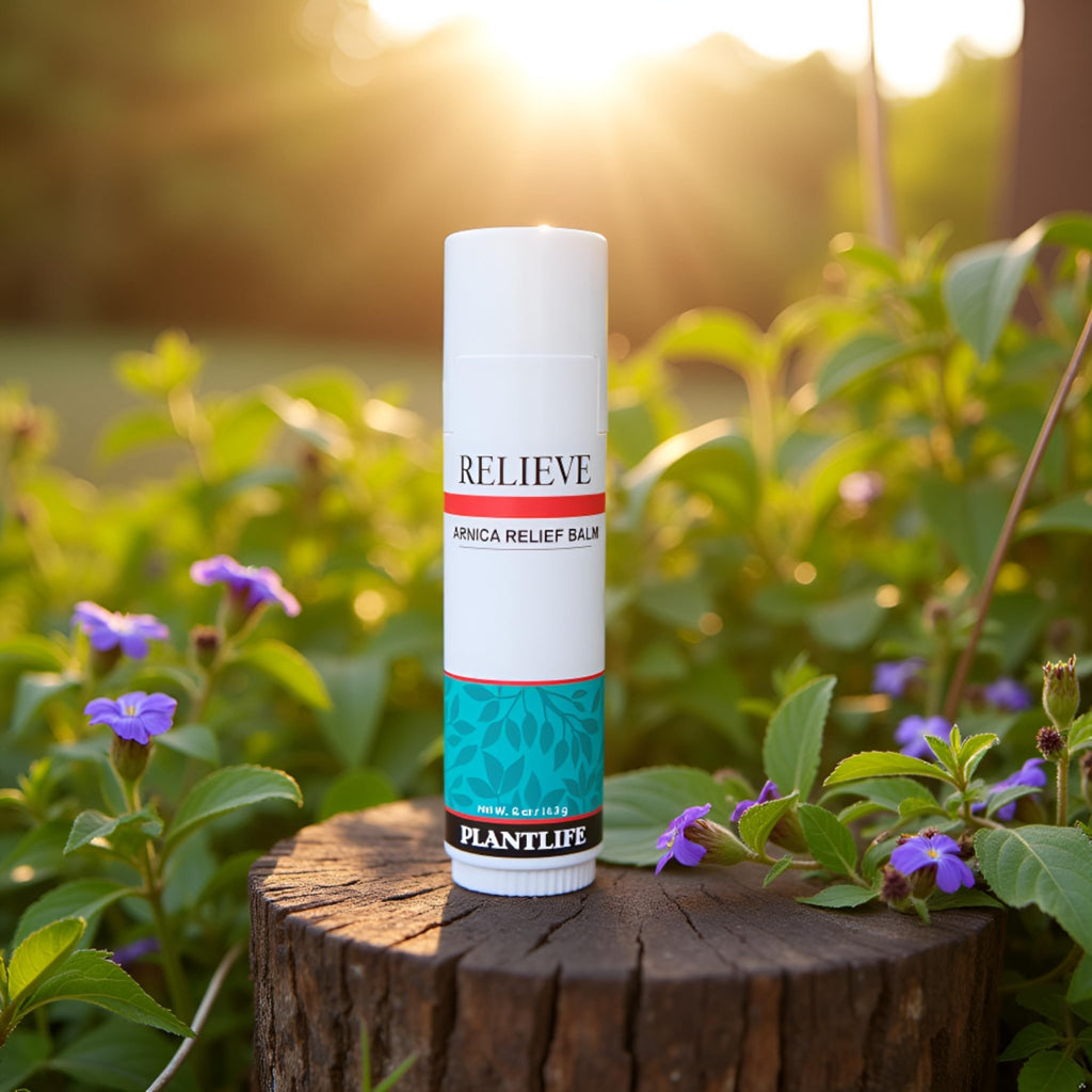 Plantlife Arnica Relieve Balm - Made with Arnica and 100% Pure Essential Oils - Relieve Products are a Homeopathic Solution for Everyday Use - Works Quickly and Effectively - Made in California - TrustMedUSA