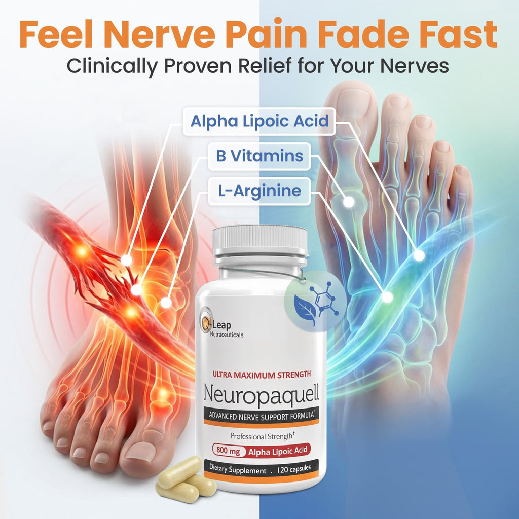 Platinum Health Alpha Lipoic Acid for Neuropathy Nerve Pain Support, Supplement, B Vitamins, L Arginine, All Natural Maximum Strength Neuropaquell for Discomfort in Feet, Hand, Toes,120 Capsules,800mg - TrustMedUSA